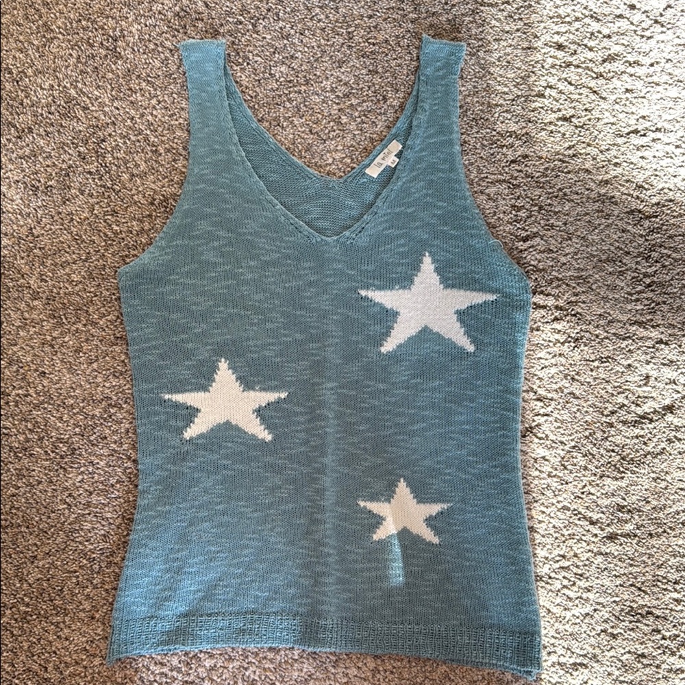 Blue Sleeveless Top with White Stars